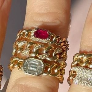 SHAY Jewelry Diamond Pave Mini Chain Ring 18k Rose Gold  New